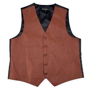 Nicole Miller Five Button Copper & Black Tuxedo Vest Sz Medium